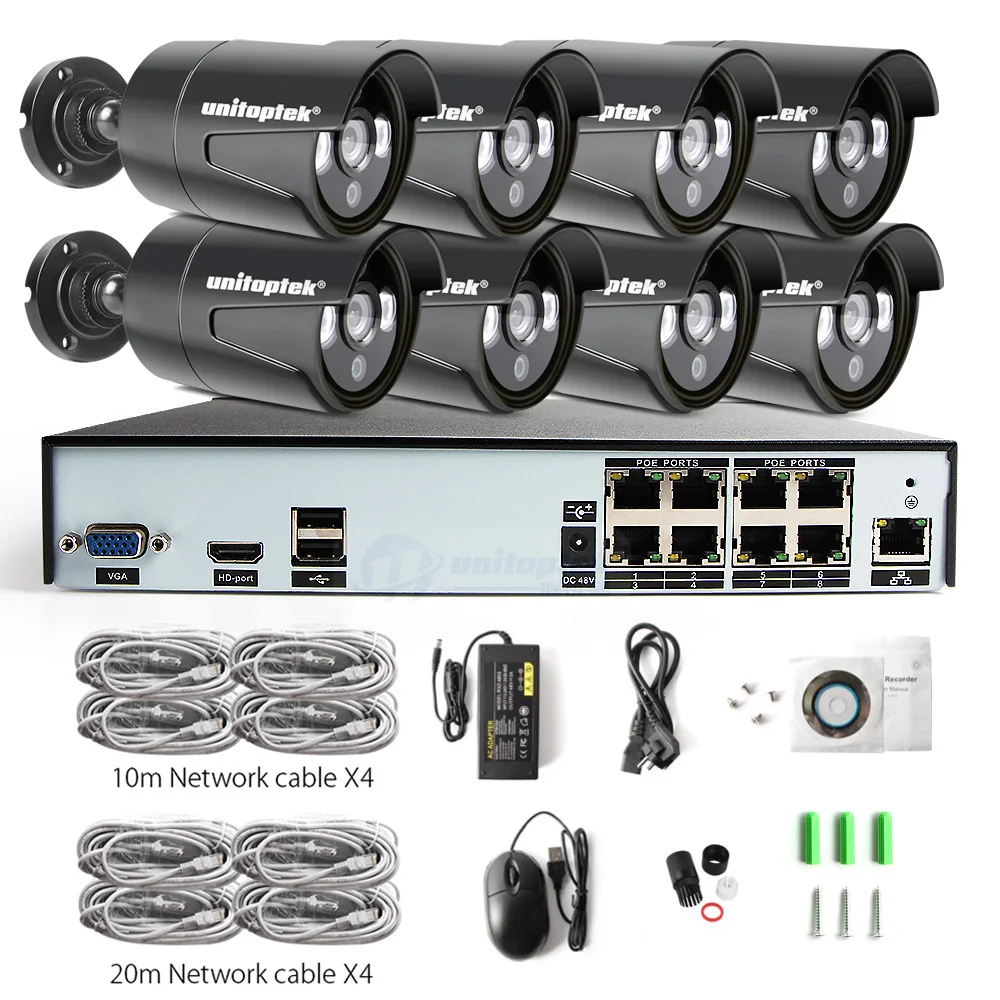 8CH HD 4MP Система охранного видеонаблюдения POE NVR CCTV система безопасности комплект