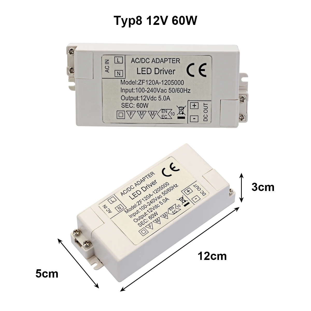 AC/DC адаптеры LED Driver переменного тока в DC преобразователь регулятор AC 220 В к 12 0.5a-5A 6