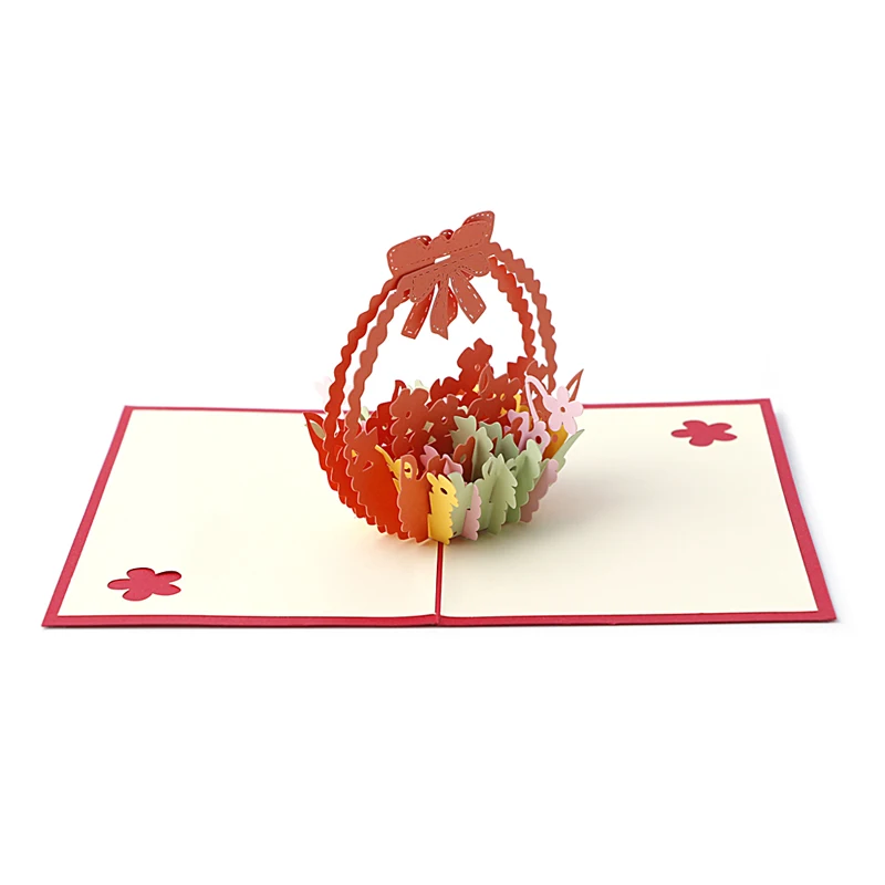 Новинка 2017 года открытки ручной работы 3D Карт Цветочная корзина Почтовые для