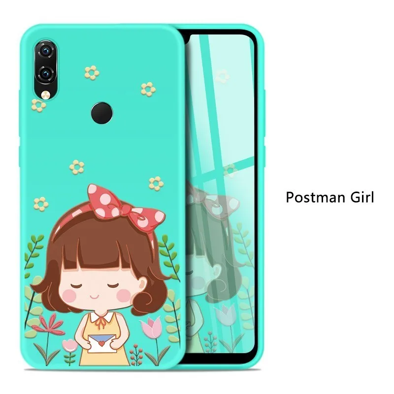 Силиконовый чехол для Xiaomi Redmi Note 7, чехол с милыми животными, котом, Кроликом, матовый чехол, 3D рельефный бампер для Redmi 5 Plus Note 5 6 Pro 6A - Цвет: Postman Girl