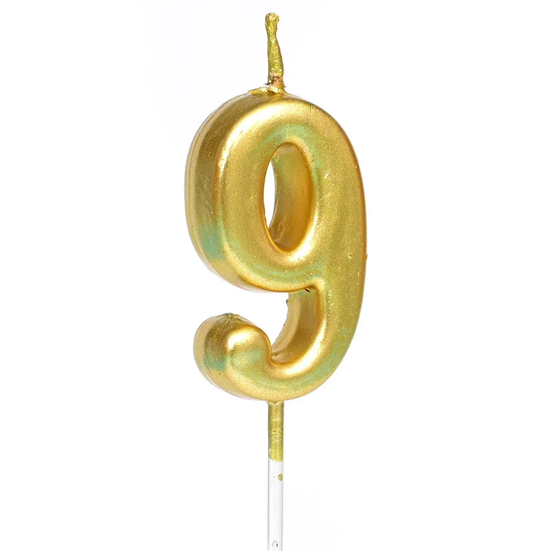 1pcs Gold Silver Number 0-9 Candle Birthday Party Design Candle Decoration Happy Birthday Anniversary Candle Supplies DIY - Цвет: Gold 9