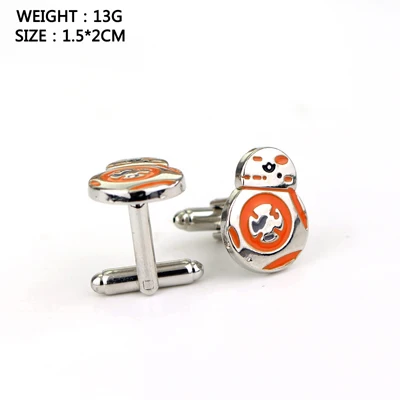 Новые серебряные запонки Звездные войны робот BB8 R2D2 боец рыцарь зарядное устройство галстук запонки мужские и wo подарки - Окраска металла: C05