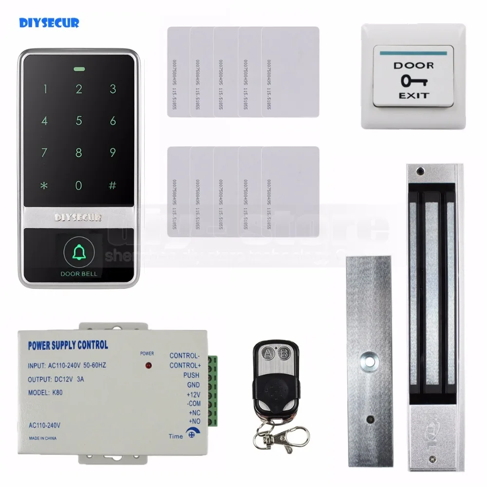 

DIYSECUR 8000 Users Magnetic Lock 125KHz RFID Reader Password Keypad Door Access Control Security System Kit