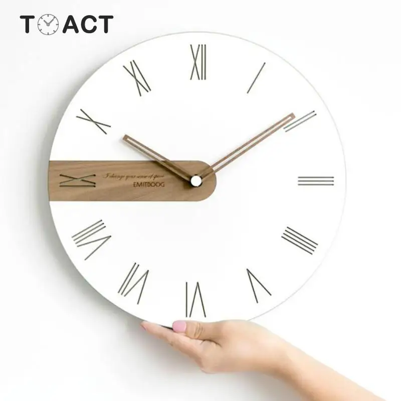 

Wall Clock Modern Design Wooden Wall Clocks Living Room Decoration Wall Watches Home Decor Single Face Needle Quartz Silent