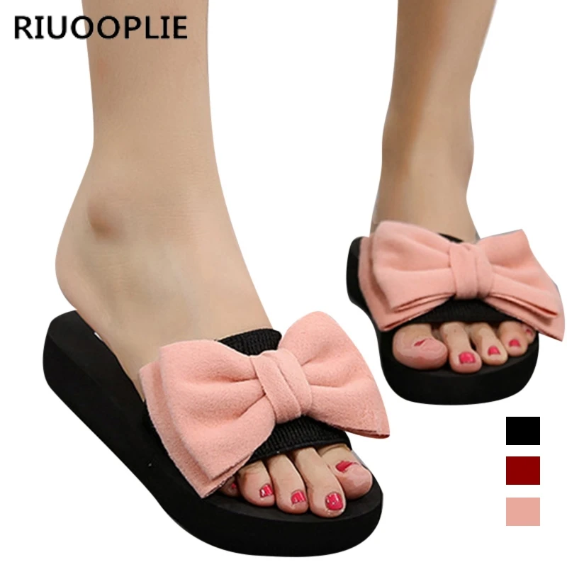 RIUOOPLIE/женские летние босоножки с бантом шлепанцы для дома пляжные женские