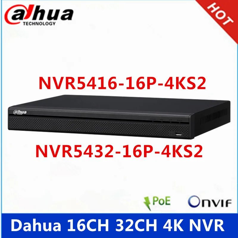 Dahua 1.5U 4K сетевой видеорегистратор NVR5416-16P-4KS2 16ch с poe портами NVR5432-16P-4KS2 32ch NVR |