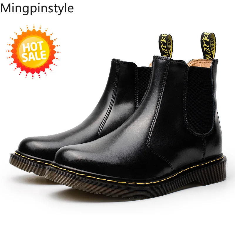 Mingpinstyle/2018 г. мужские ботинки Челси зимняя теплая водонепроницаемая