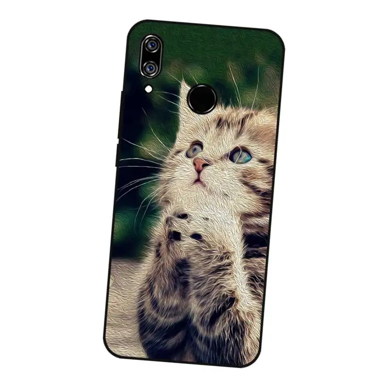 N285 кошки милый черный силиконовый чехол для Huawei NOVA 2 2i 2S 3 3e 3i 4 4e Enjoy 8 Plus |