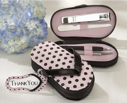 

wedding party favor gift and giveaways for bridesmaid -Creative Nice Flip Flops Pink Polka Purse manicure set 80boxes/lot