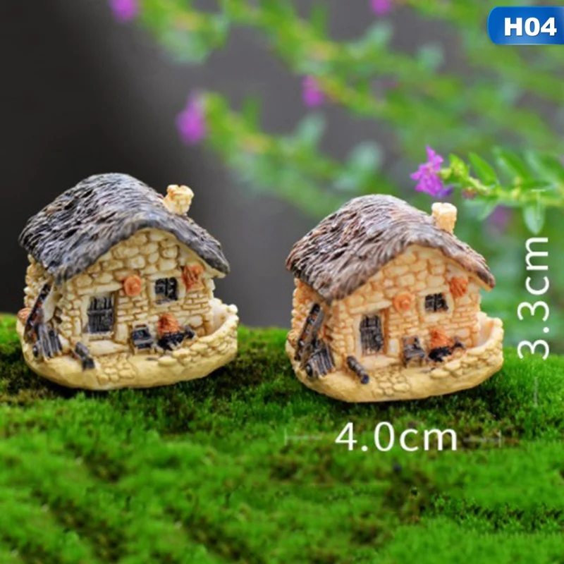 Каменный дом Сказочный Сад, миниатюра Kawaii Мини Смола Маленький дом сад микро фигурки миниатюрные Декор DIY аксессуары