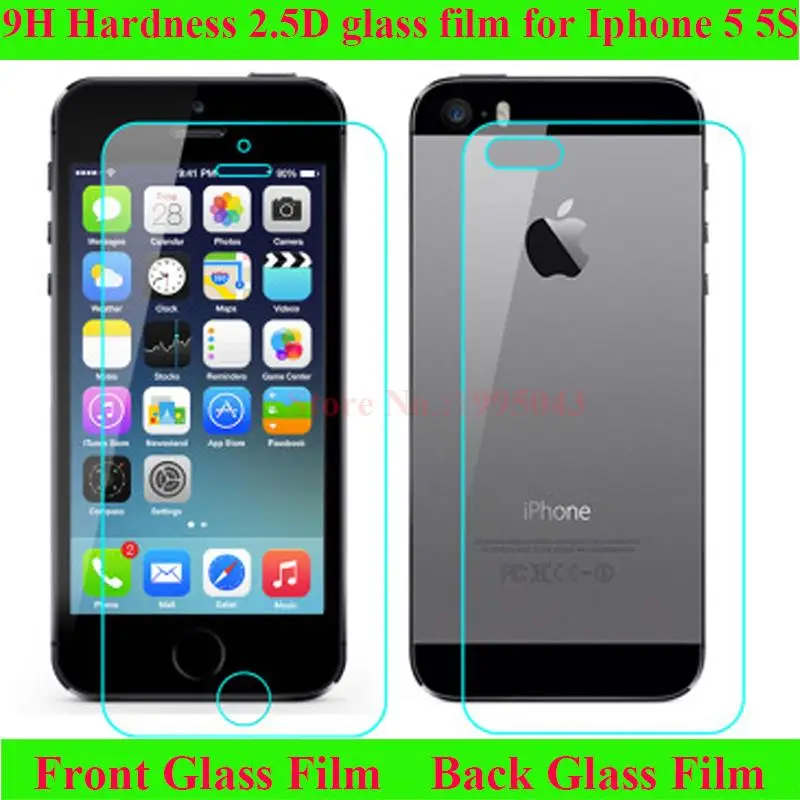 2 шт. Защитное стекло для iPhone 5S спереди и сзади Ультра тонкое закаленное iphone