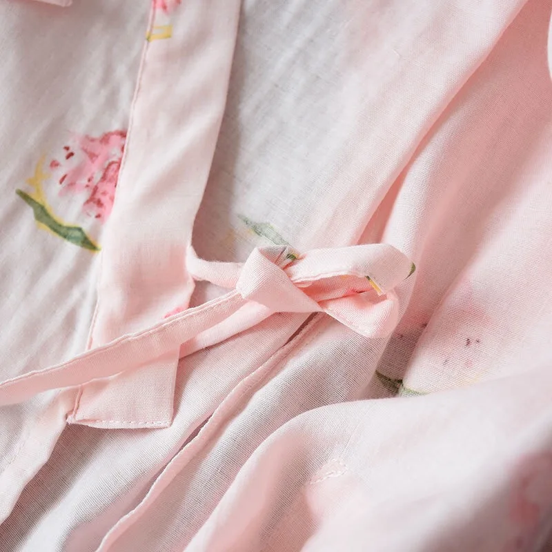 Новинка яркие халаты женская летняя модель 100% марлевая хлопковая Тонкая