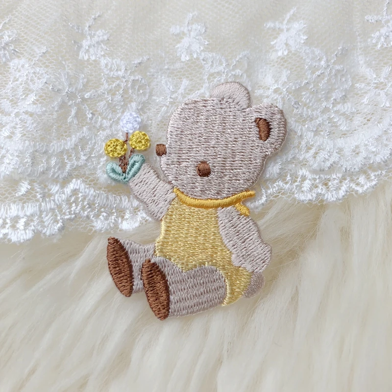Cute cartoon bear ironing cloth patch hand account embroidery sticker | Дом и сад