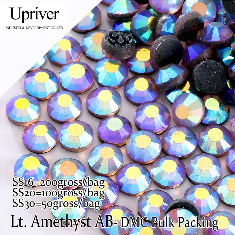 

Upriver Wholesale Large Pack Bulk Packing SS6 SS10 SS16 SS20 SS30 Light Amethyst AB Iron On Hotfix Rhinestones