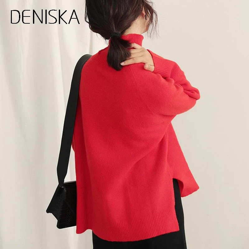 DENISKA 2018 Autumn Winter New Casual Women Cashmere Sweater Turtleneck Long Sleeve Knitted Female Pullover Woman Sweate | Женская