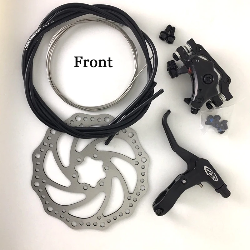Front Disc Brake set Общий набор дисковых тормозов для горного велосипеда, механический тормоз, тяговый дисковый тормоз, передний суппорт, задний суппорт 160 мм, набор кабелей - Цвет: Front Disc Brake set