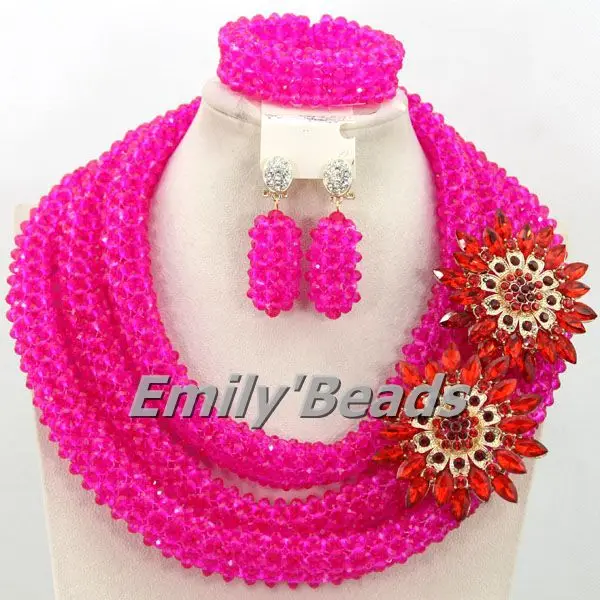 Набор ювелирных украшений с блестящими бусинами ручной работы из розового