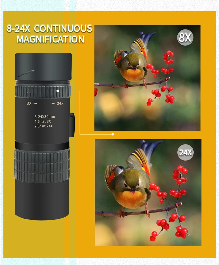 BIJIA 8-24x30 профессиональный HD зум Монокуляр Высокое качество Карманный охотничий Телескоп оптический BAK4 призма с интерфейсом штатива