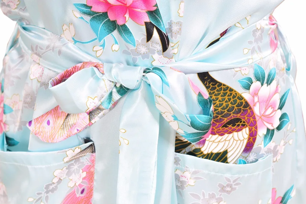 Лидер продаж светильник синий женский Шелковый район халат в китайском стиле