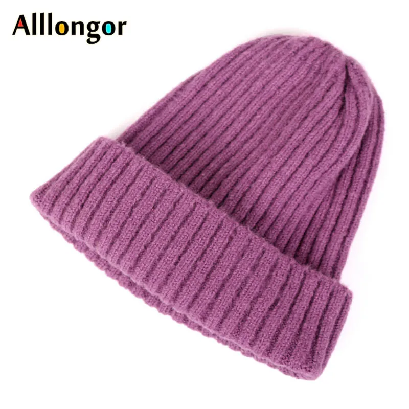 Color7 purple Осень, зимняя женская шапка бини, мужская шапка бини для дам, женская вязаная шапка, розовая, черная, красная, в стиле хип-хоп, gorros mujer invierno - Цвет: Color7 purple