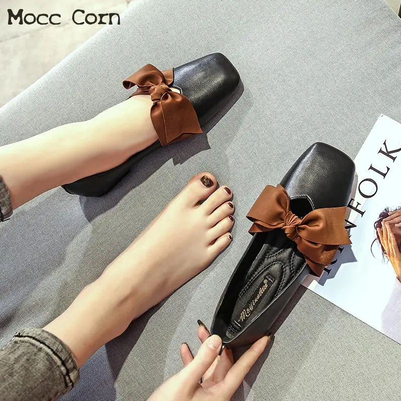 Балетки женские с квадратным носком лоферы без застежки плоская подошва