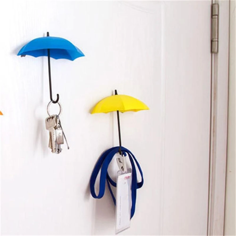 3Pcs Colorful Umbrella Wall Hook Key Hanging Hair Pin Holder Decorative Organizer Storage Holders Racks