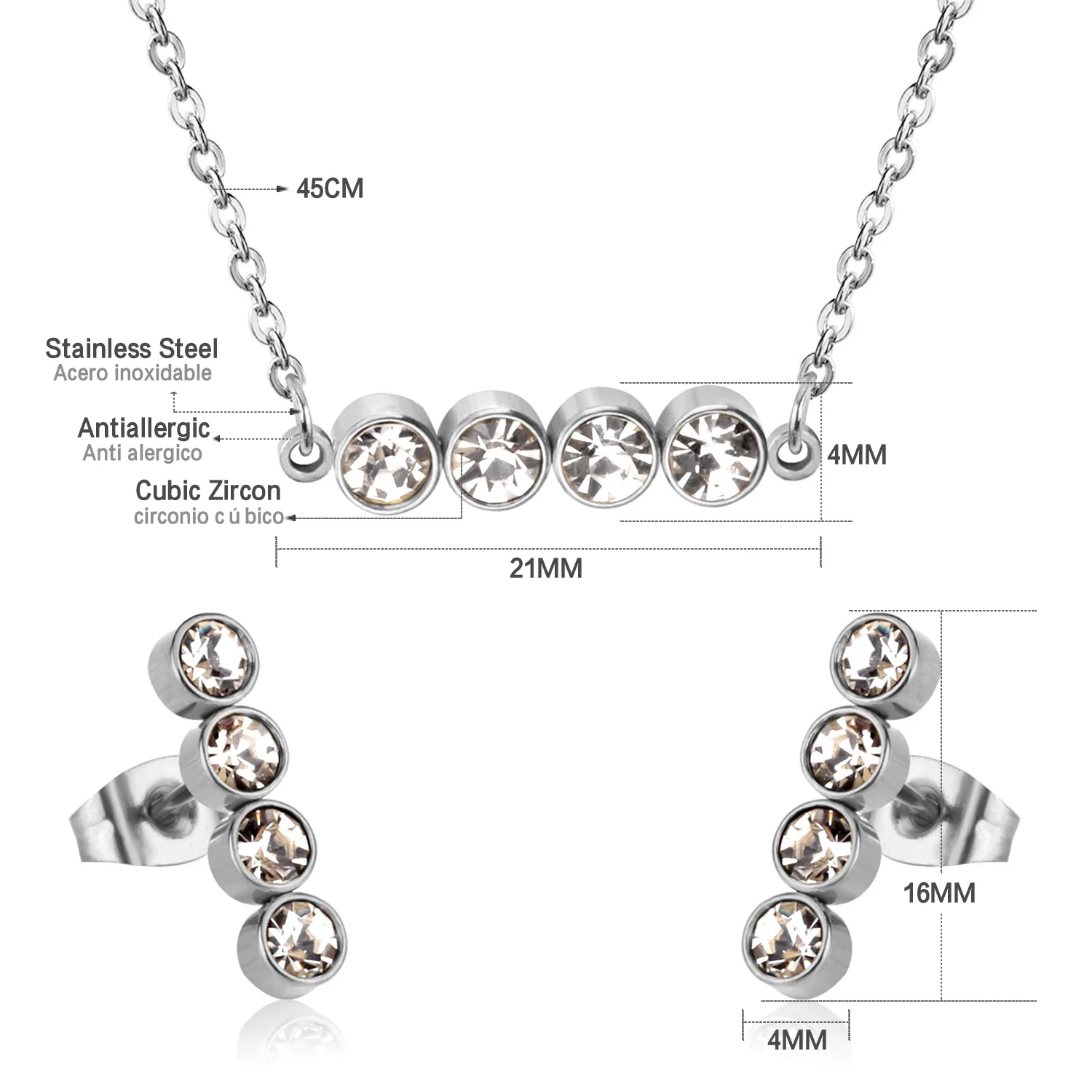 Ювелирные наборы LUXUSTEEL CZ золотистого и серебряного цвета круглый кулон ожерелье