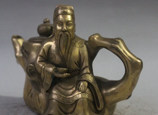 СЖД 1018 + 7 &quotКитайский дворец Латунь держать юаней Bao официальный дерево статуя