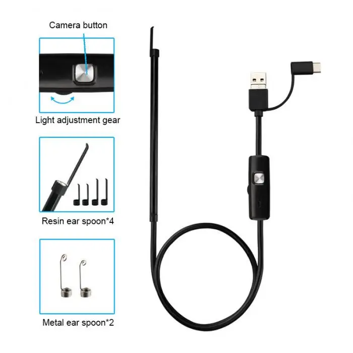 Профессиональная Новинка 3 в 1 Ушная ложка бороскоп для чистки ушей USB OTG эндоскоп для телефона Android PC DC88 для ухода за ушами