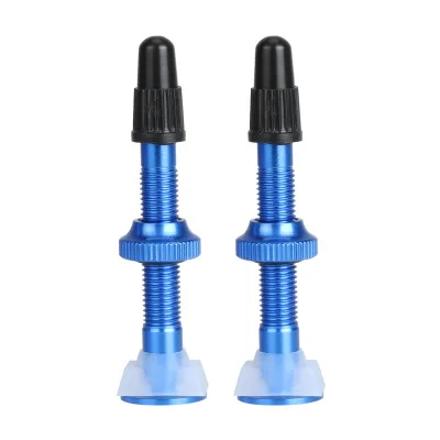 blue 40mm 8 цветов 2 шт 40 мм/60 мм велосипедный клапан для велосипеда бескамерные шины Presta клапан MTB дорожный велосипед шины алюминиевый сплав - Цвет: blue 40mm
