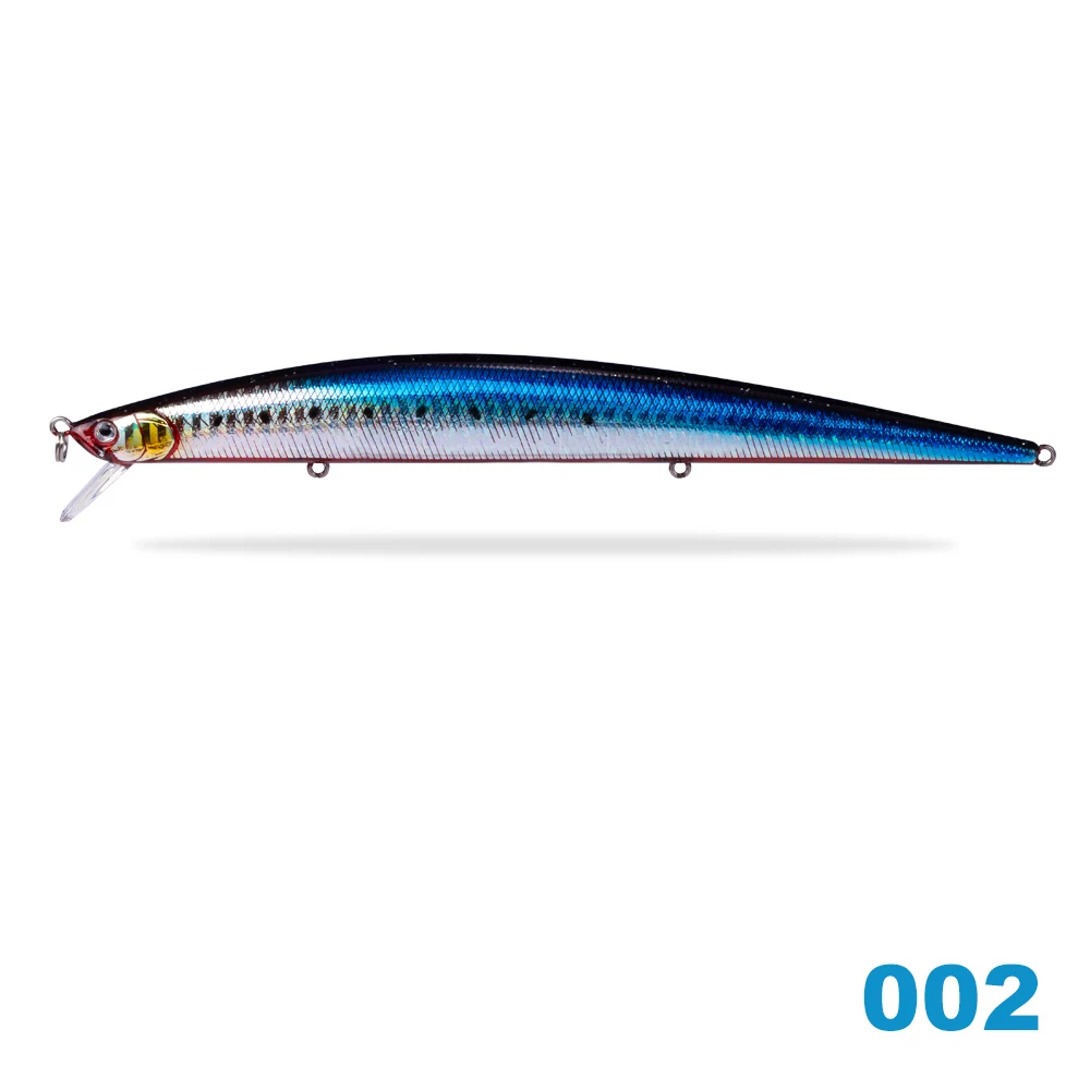 002 Hunthouse Tide Slim Minnow flyer175 плавающая жесткая приманка для рыбалки Морская рыбалка 175 мм 25 г 3D глаза ABS пластик для морской щуки - Цвет: 002