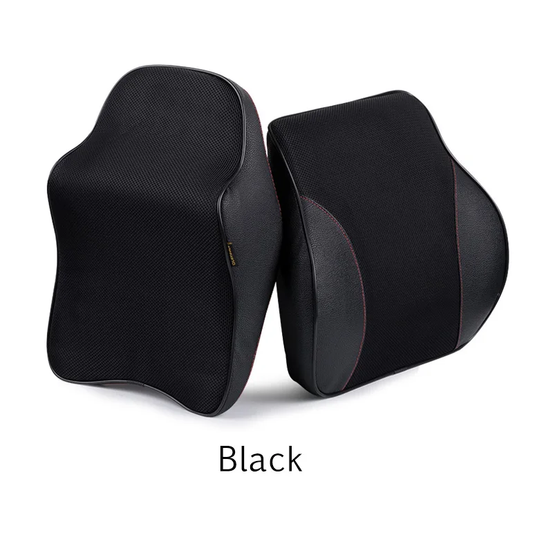 Pillow and Support QUEES Автомобильная подушка для шеи и Сиденье Поддержка памяти подушка из мягкой пены подголовник из искусственной кожи - Цвет: Pillow and Support
