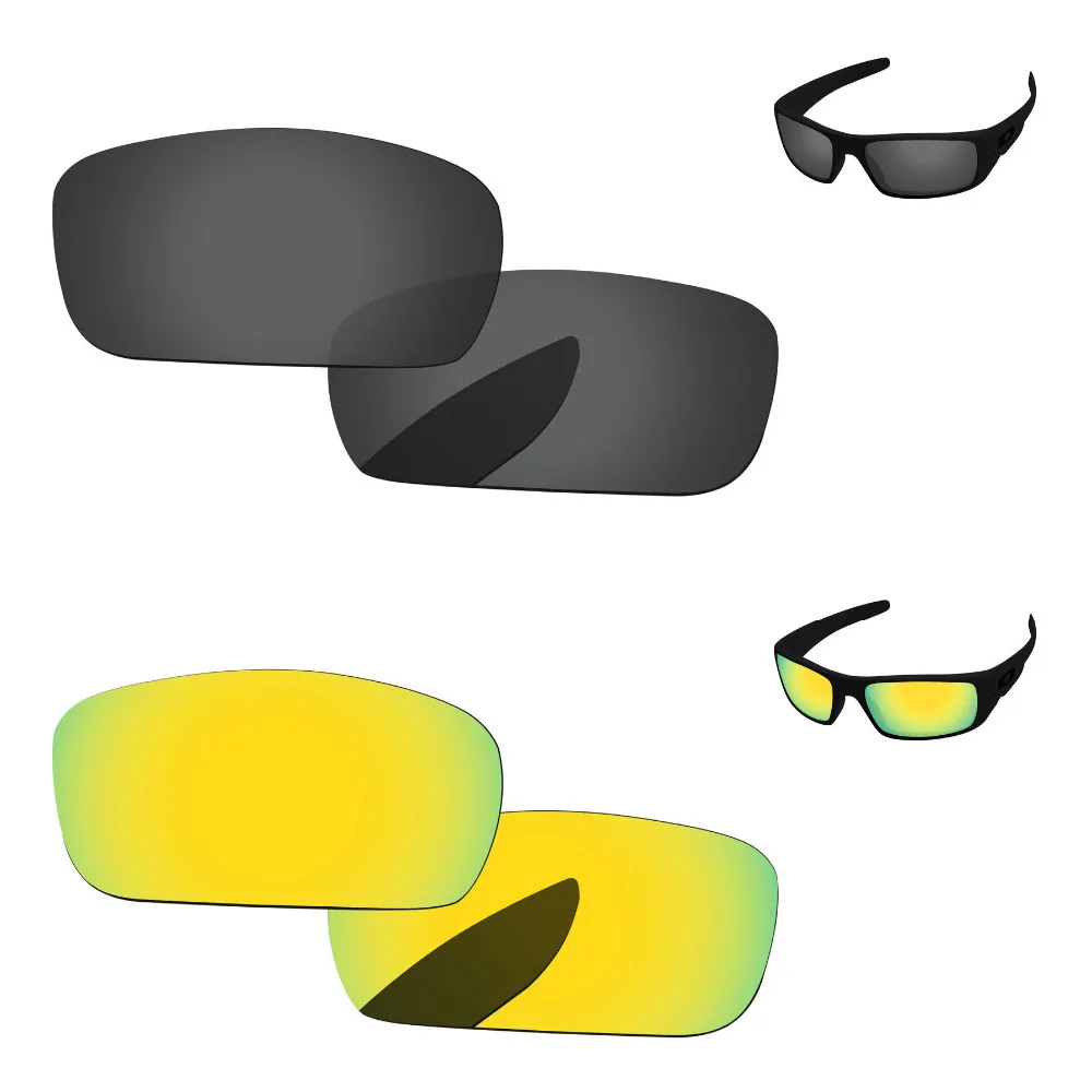 

Поляризованные Сменные линзы для очков с коленчатым вала, черные и золотые линзы, 2 пары, 100% защита от Уфа и уфв