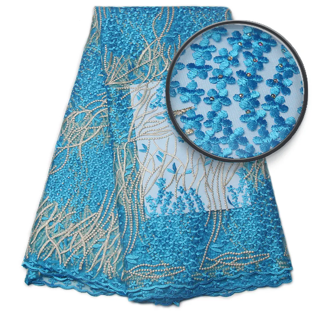 Оптовая продажа оранжевые африканские кружевные ткани для Свадебные платья с