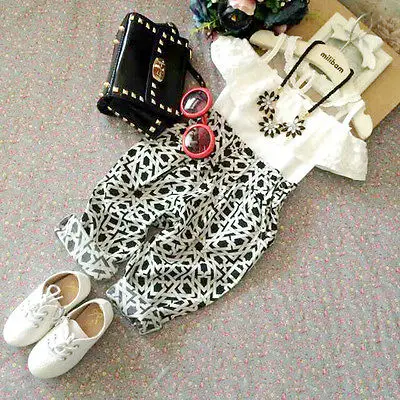 Милые кружевные топы и брюки с цветочным рисунком для девочек 2 шт. наряды