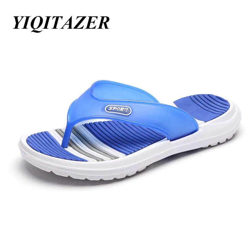 

YIQITAZER 2018 New Design Summer Man Slippers,Waterproof Beach Shoes Men Casual Shoes Non-slip Blue Red Black