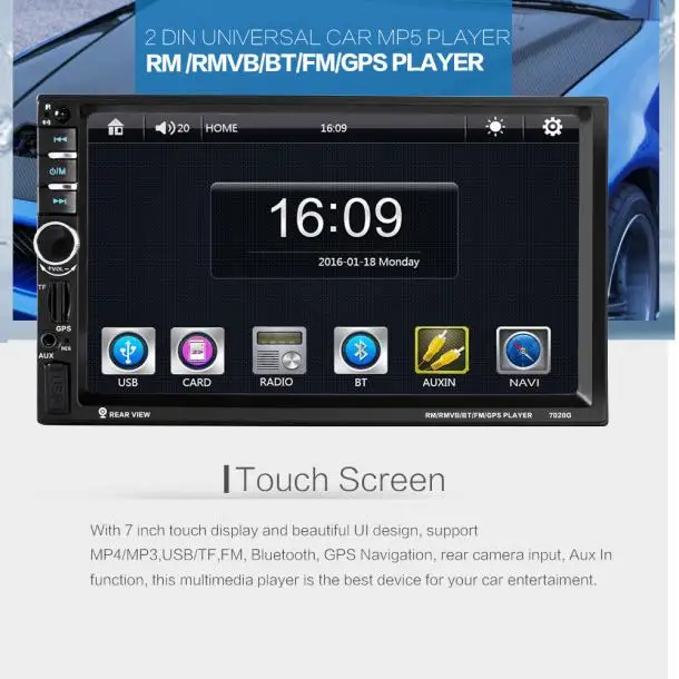Новое поступление " HD Bluetooth Сенсорный экран автомобиля gps стерео радио 2 DIN FM/MP5/MP3/USB/AUX jy22