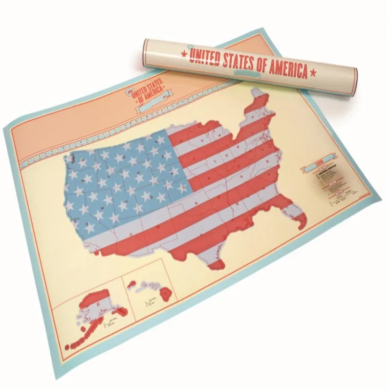 Хит США скретч-Карта американской страны упакованная в карточную трубу