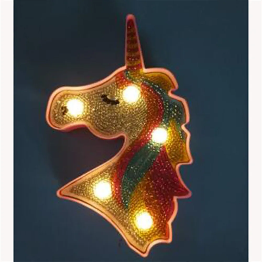 Unicorn Children's Diamond Painting with Round Frame Full of Diamonds Home Decoration Lighted Using Battery | Дом и сад