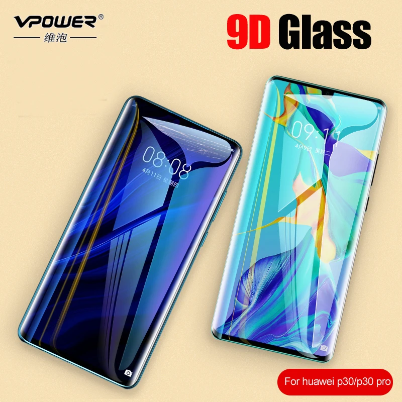VPOWER 9D Full Cover P30 HD Tempered Glass Film For Huawei Pro 9H Screen Protector | Мобильные телефоны и аксессуары