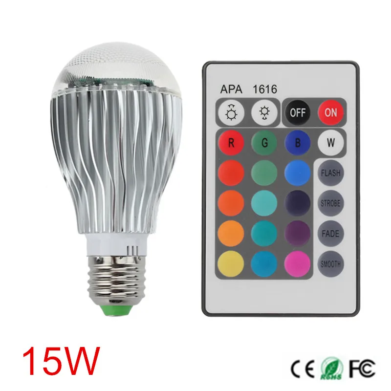 Светодиодная RGB лампа 1 шт./Лот 15 Вт E27 светодиодная с дистанционным управлением