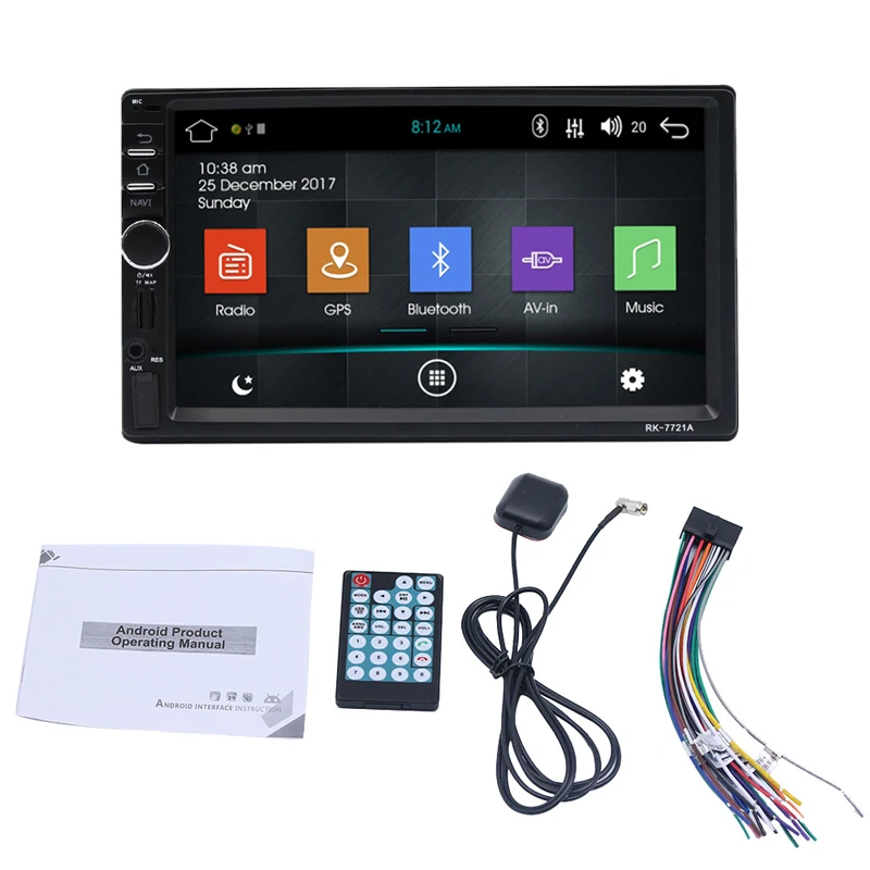 Автомобильный емкостной экран 7 дюймов Bluetooth двойной шпиндель машина MP5 плеер gps