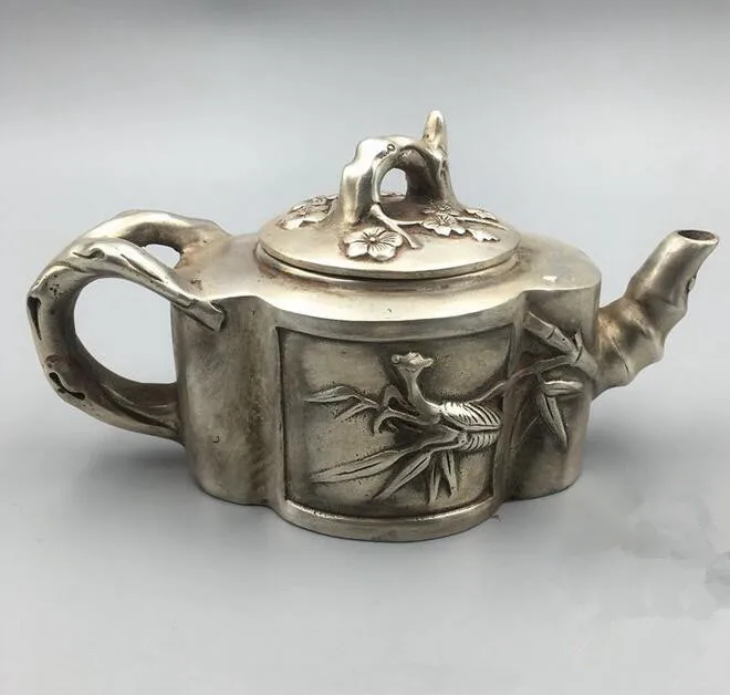

Китайская коллекция archaize белая медная бамбуковая чайная статуя ручной работы