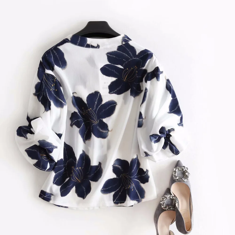 GRUIICEEN long sleeve summer women blouse 2018 new hot selling printed lantern top office |