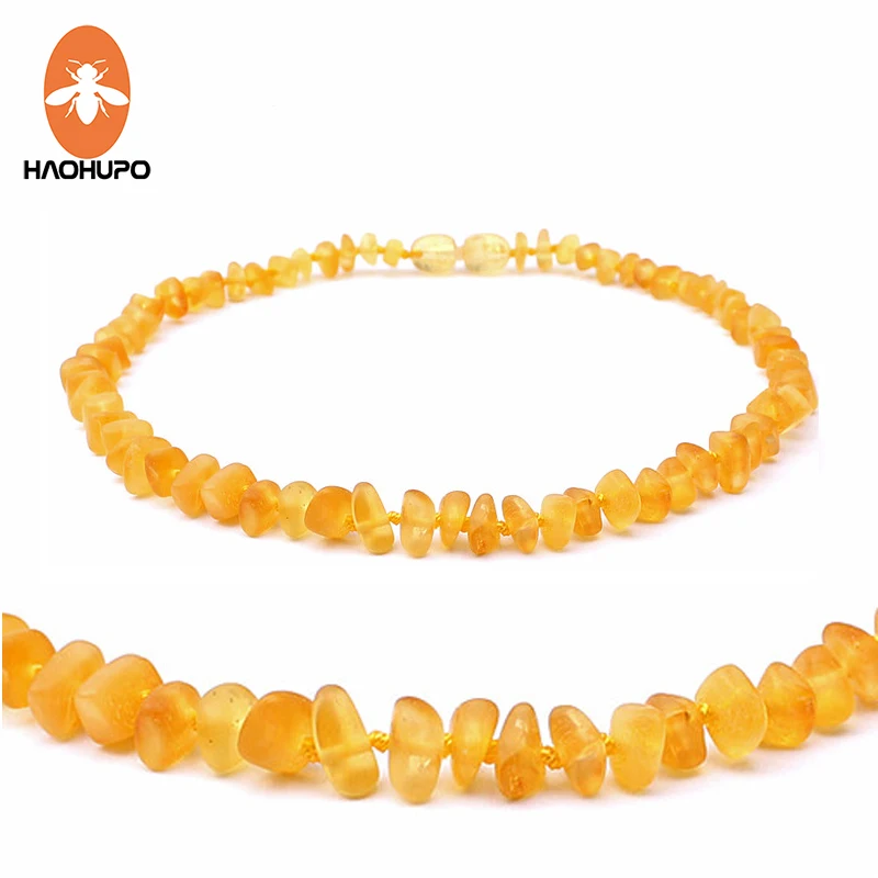 Ожерелье для прорезывания зубов HAOHUPO Honey Raw Янтарное облегченная ручная работа с