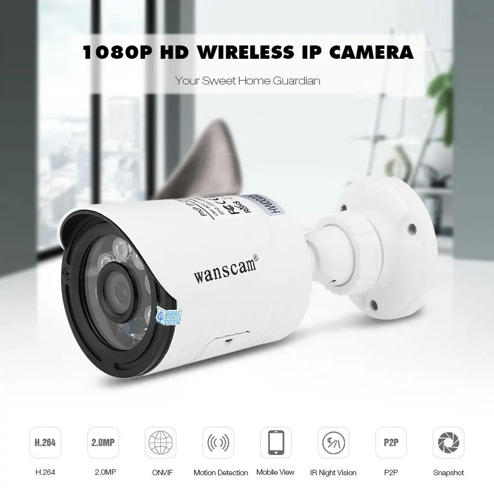Лидер продаж! Wanscam HW0022 1080 P 2MP пуля Камера IP66 Водонепроницаемый Wi Fi IP Ночное видение