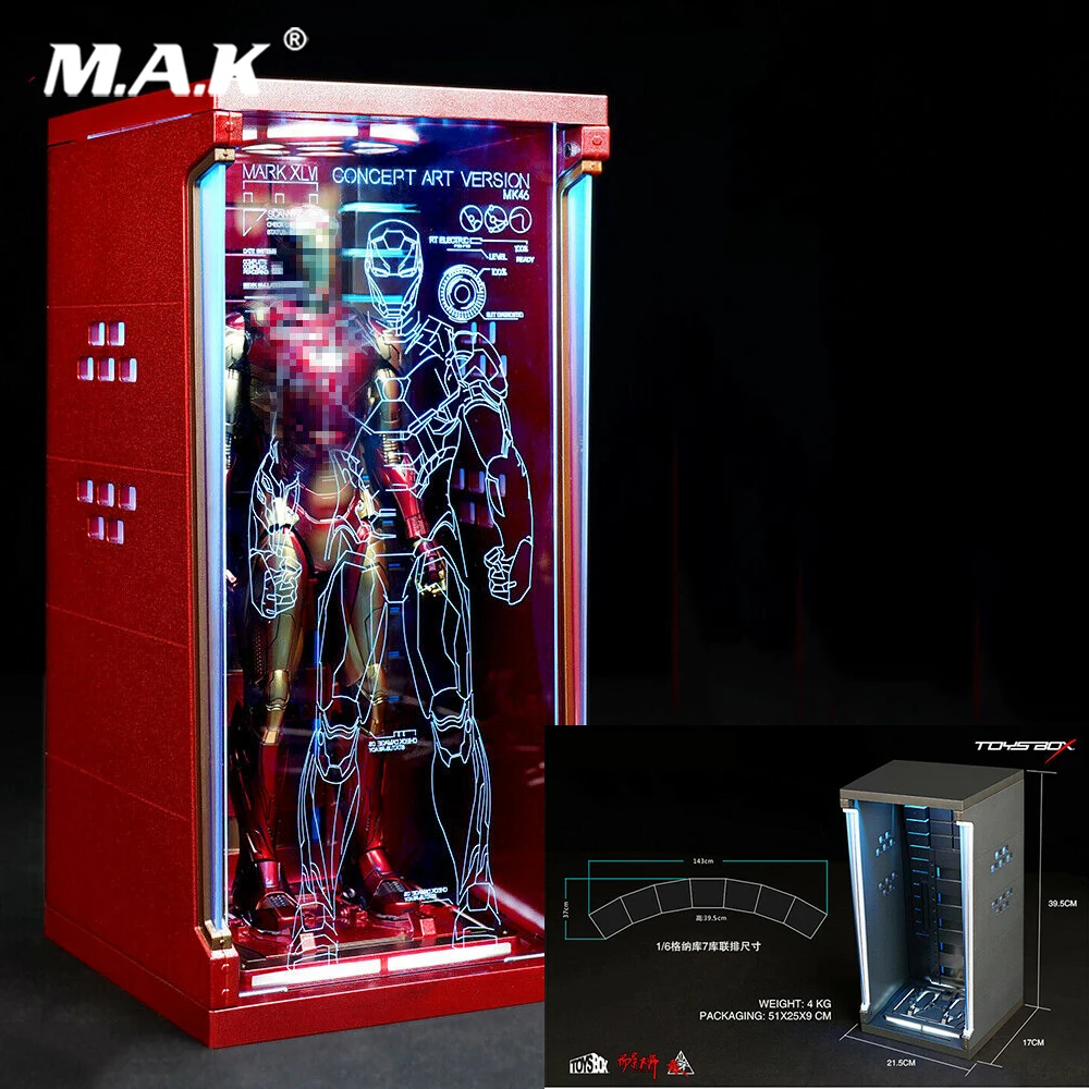 Коллекционная модель 1/6, аксессуары для фигурок, бронированная коробка для пыли Железного человека, чехол для дисплея, модель без рисунка, 12 дюймов, фигурка героя