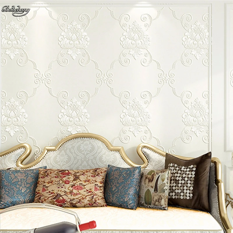 

beibehang 3D Relief European Pastoral Bedroom Wedding Wallpaper Stereo Fine Embossed Nonwoven TV Background Wallpaper