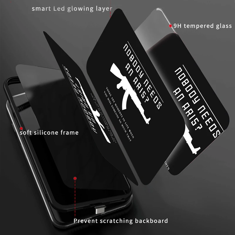Mofi Smart Led Glow Phone Case For iPhone XS MAX Cover Apple XR Funda Luxury Silicone TPU Gun Cool Glass Capa |