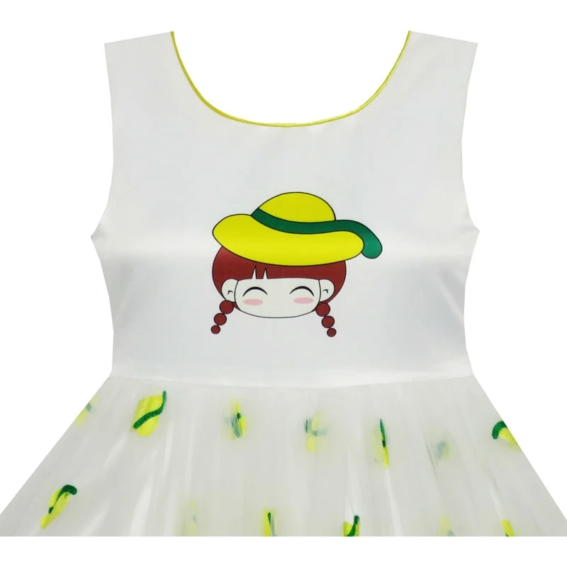 Sunny Fashion платья для девочек Цветок Девушка Платье Мультфильм Шаблон Тюль